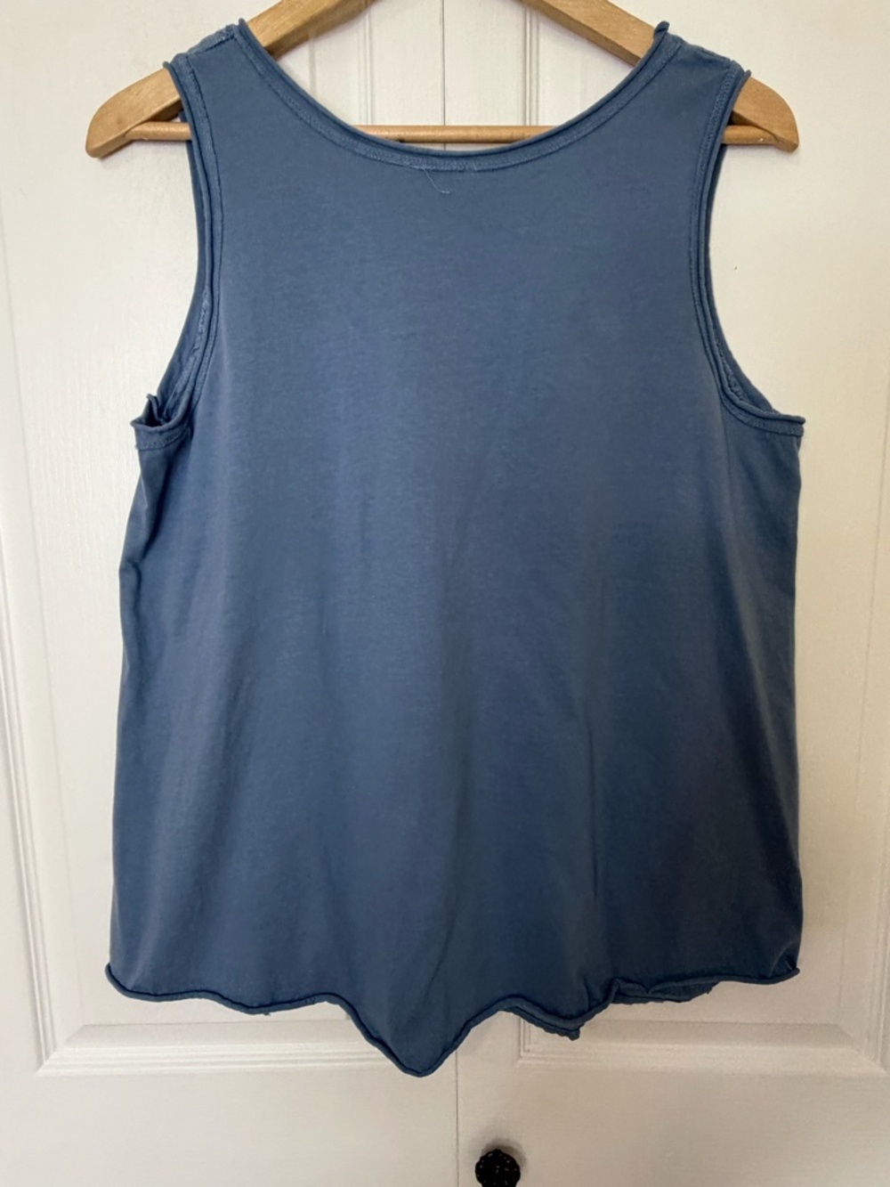 Italian Linen Cotton Blend Blue Floral Embroidery Boho Sleeveless Top-Sz-XL - Picture 7 of 16